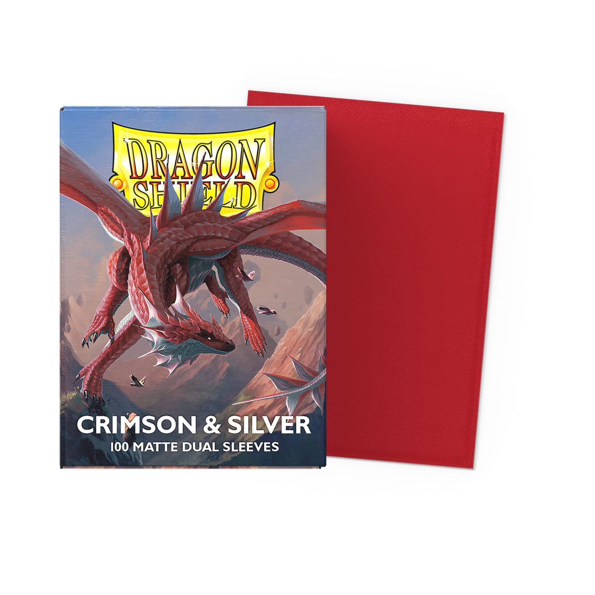 Dragon Shield Crimson & Silver Matte Dual standard-size 100-count card sleeves