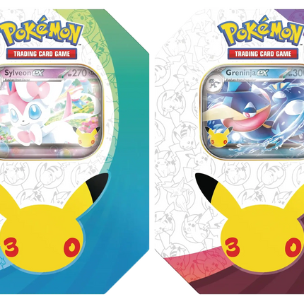Pokémon TCG: 30th Celebration Pokémon ex Tin (Styles May Vary)