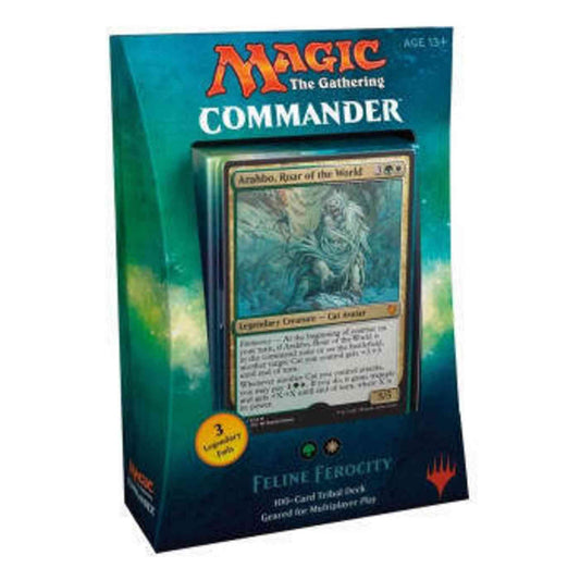Magic: The Gathering Commander 2017 Feline Ferocity sealed English deck box with Arahbo, Roar of the World
