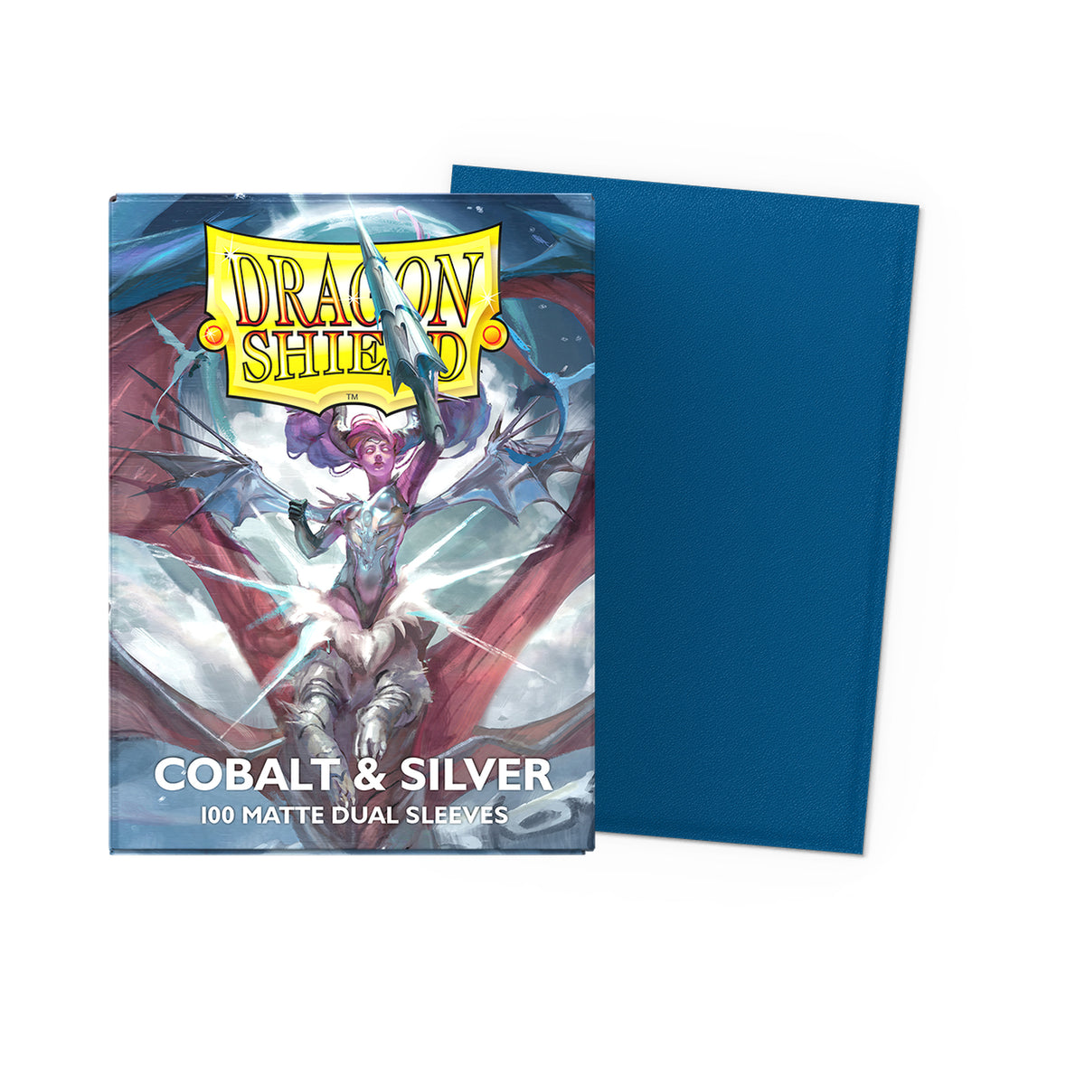Dragon Shield Cobalt & Silver Matte Dual standard-size 100-count card sleeves