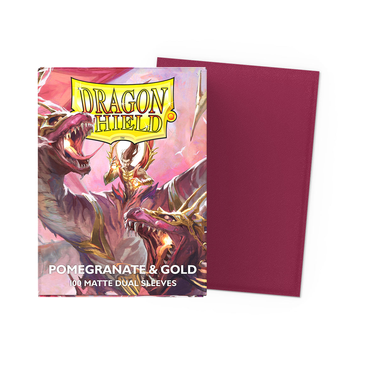 Dragon Shield Pomegranate & Gold Matte Dual standard-size 100-count card sleeves