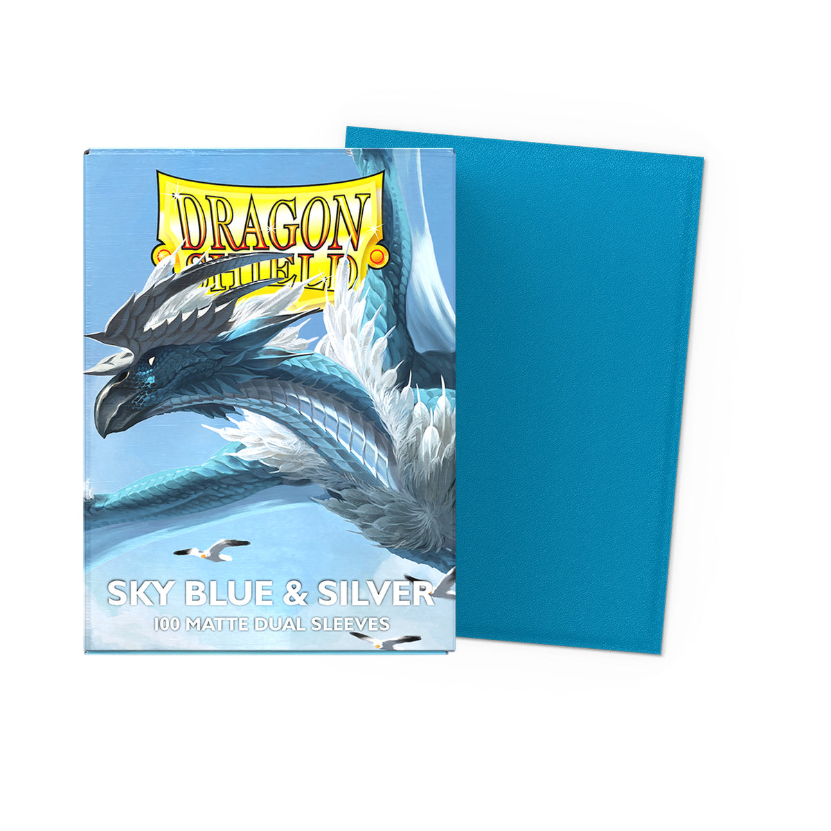 Dragon Shield Sky Blue & Silver Matte Dual standard-size 100-count card sleeves