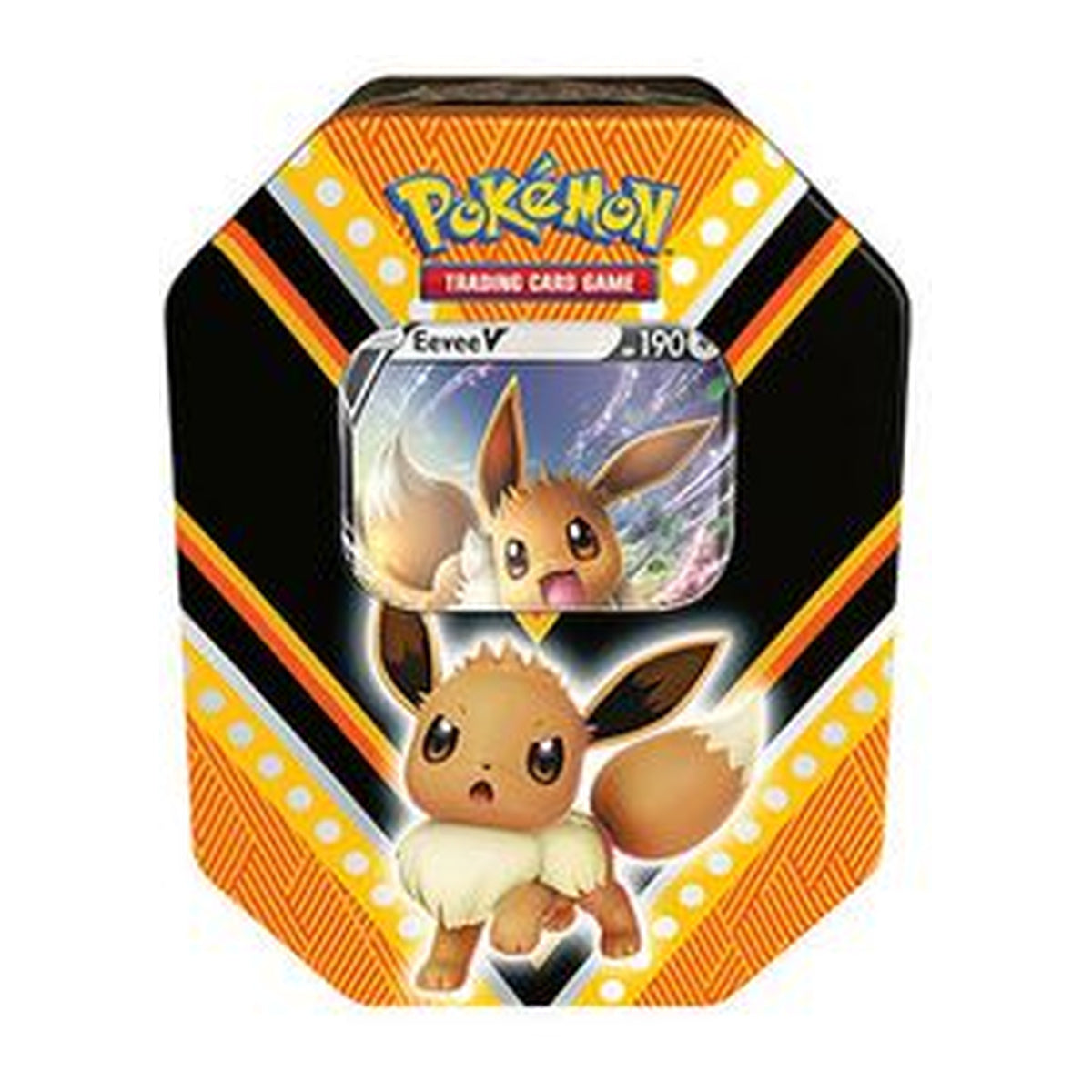 Eevee V Powers Tin on a white background