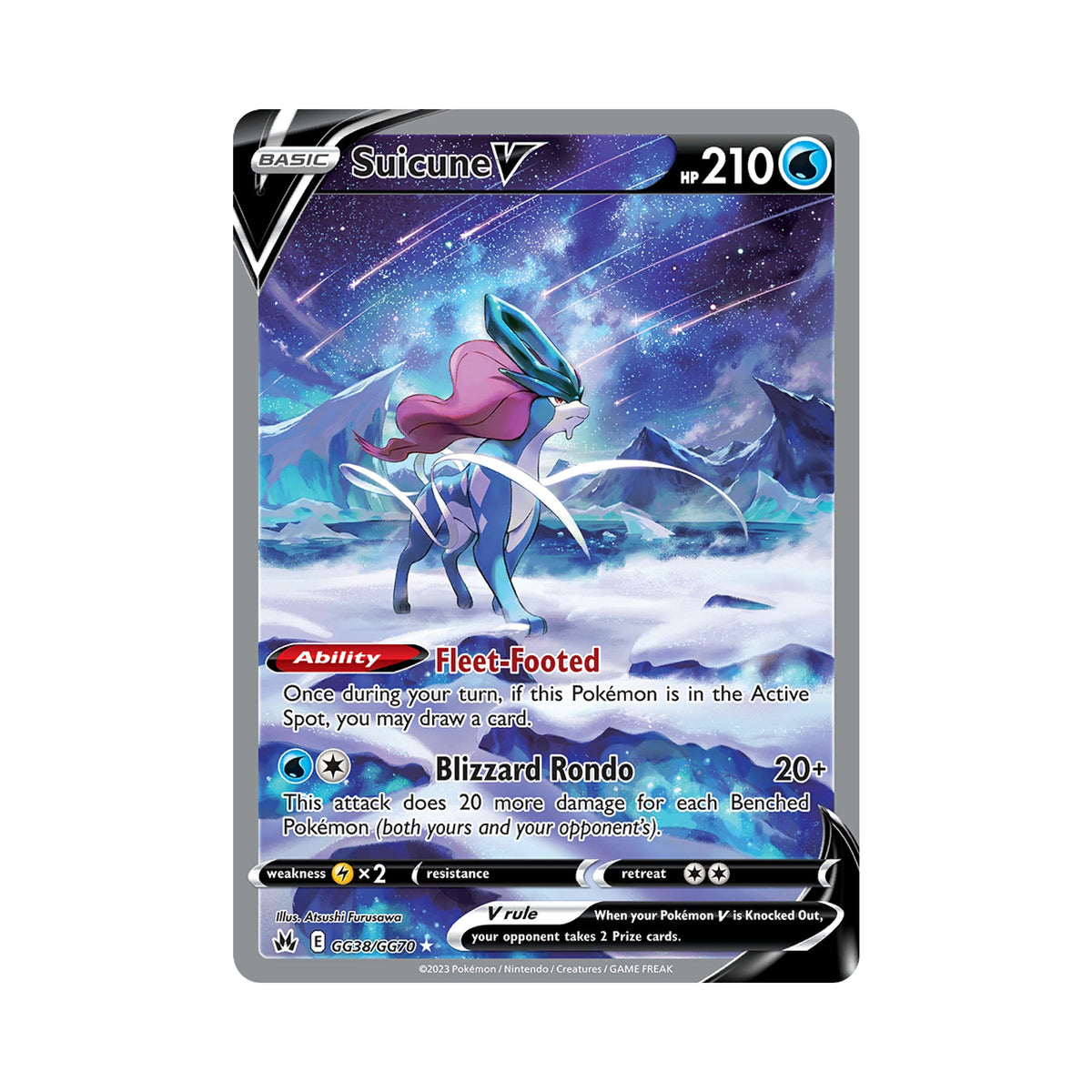 Suicune V GG38/GG70 - Crown Zenith - NM - front stock reference image on white background