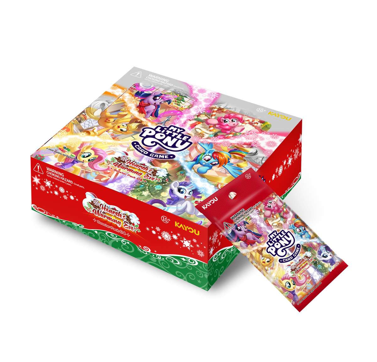 Kayou My Little Pony TCG Hearth's Warming Eve 20-pack booster box with a representative booster pack