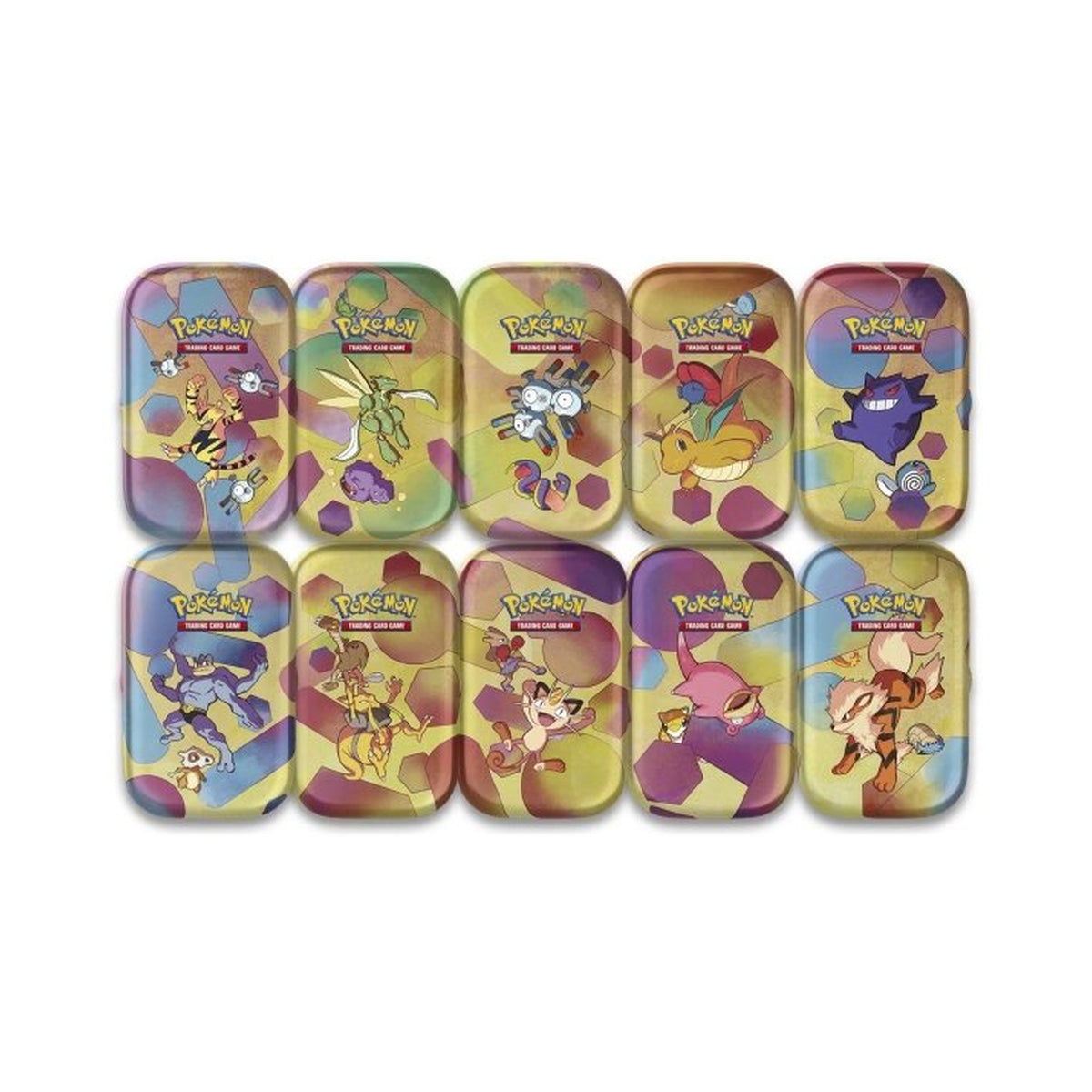 Pokémon Scarlet & Violet—151 Mini Tin artwork examples; one assorted tin per purchase.