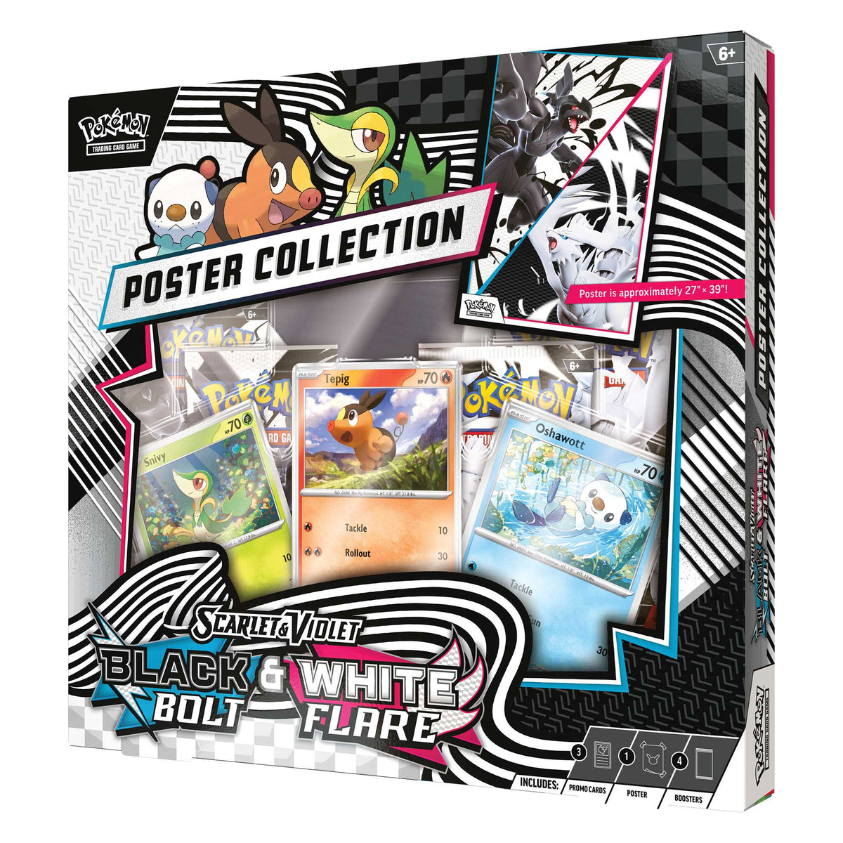 Pokémon Black Bolt and White Flare Unova Poster Collection, English packaging front-right view