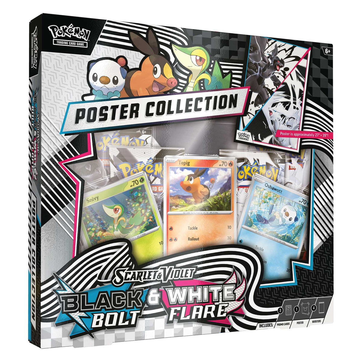 Pokémon Black Bolt and White Flare Unova Poster Collection, English packaging front-left view